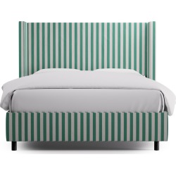 Modern Wingback Bed | Queen | Jade Stripe