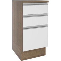 Balcão Madesa Glamy 40 Cm 3 Gavetas Rustic/Branco