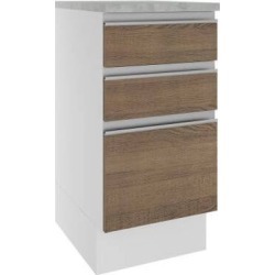Balcão Madesa Glamy 40 Cm 3 Gavetas Branco/Rustic