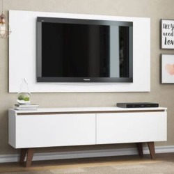 Rack Madesa Le Mans E Painel Para Tv Até 55 Polegadas 2 Portas Branco/Rustic