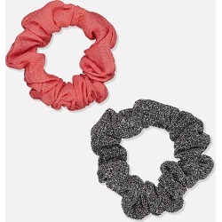 Cotton On Foundation - Foundation Factorie Mini Scrunchie 2 Pk - Black lurex & shell pink