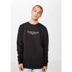 Cotton On Men - Crew Fleece 2 - Black/sunday sessions