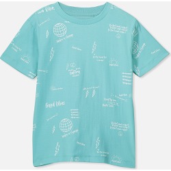 Cotton On Kids - Max Skater Short Sleeve Tee - Torquoise haze/make a change