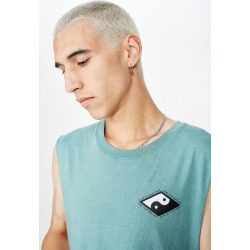 Factorie - Graphic Muscle Tank - Washed sagebrush/ying yang