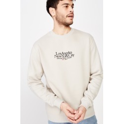 Cotton On Men - Crew Fleece 2 - Smoke/los angeles new york city