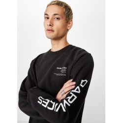 Cotton On Men - Crew Fleece 2 - Black/dark vices