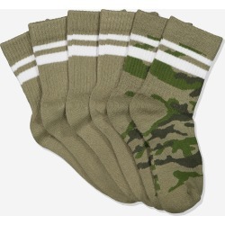 Cotton On Kids - Kids 3 Pk Fashion Crew Socks - Green camo