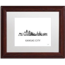 Trademark Fine Art 'Kansas City Missouri Skyline WB-BW' Framed Graphic Art on Canvas & Fabric in Black/White, Size 11.0 H x 14.0 W x 0.5 D in found on Bargain Bro from Wayfair for USD $50.91