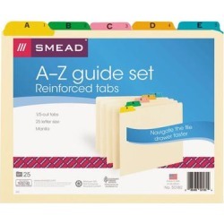 Smead 50180 Manila Alphabetical File Guide with 1/5 Tab, Letter - 25/Set
