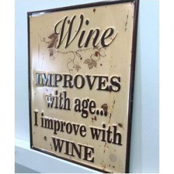 Winston Porter Wine Improve w/ Age - Print on Metal in Yellow, Size 16.0 H x 12.0 W x 0.02 D in | Wayfair WNPR5619 40567403