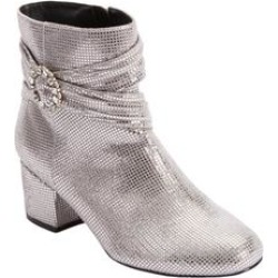 Wide Width Women's The Claremont Bootie by Comfortview in Shimmer Metallic (Size 7 1/2 W) found on Bargain Bro from Roamans.com for USD $49.39