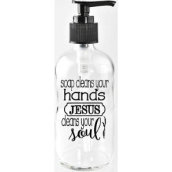Soap Cleans Your Hands Glass Soap Dispenser 8 ounces