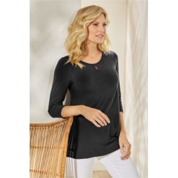 Women Elena 3/4 Sleeve T-shirt by Soft Surroundings, in Black size 1X (18-20)