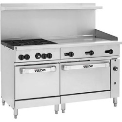 Vulcan 60SS-4B36GN Endurance Natural Gas 4 Burner 60" Range with 36" Manual Griddle and 2 Standard Ovens - 238,000 BTU