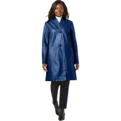 Plus Size Women's Leather Swing Coat by Jessica London in Evening Blue (Size 16) Leather Jacket found on Bargain Bro from SwimsuitsForAll.com for USD $250.79