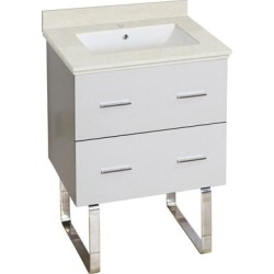 23.75-in. W Floor Mount White Vanity Set For 1 Hole Drilling Beige Top White UM Sink - American Imanginations AI-18616 found on Bargain Bro from totally furniture for USD $973.32