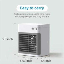Portable Air Conditioner, Quiet USB Air Cooler with 3-Speed, Rechargeable Mini Air Conditioner with LED Light