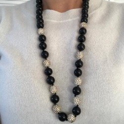 J. Crew Jewelry | Jcrew Black Beads And Crystals Necklace | Color: Black/Gold | Size: Os