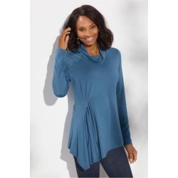 Women's Carissa Turtleneck Top by Soft Surroundings, in Bluestone size XS (2-4)