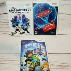Disney Other | Disney Epic Mickey 2 Cars 2 & Disney Universe Wii Game Bundle No Scratches | Color: Blue/White | Size: Os found on Bargain Bro from poshmark, inc. for USD $49.40
