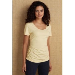 Women Ruched T-Shirt by Soft Surroundings, in Buttercup size 1X (18-20)