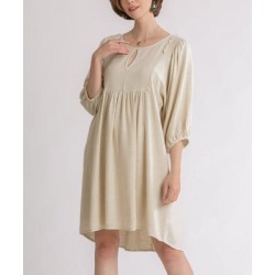 UMGEE U.S.A. Women's Casual Dresses Oatmeal - Oatmeal Keyhole-Accent Bishop-Sleeve Shift Dress - Women found on Bargain Bro from zulily.com for USD $53.19