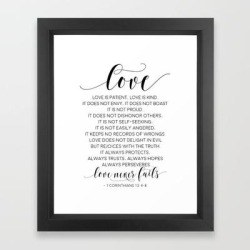 Definition Of Love, Love Is Patient Love Is Kind,love Quote,love Art,love Gift,darling Gift,love You Framed Art Print by Typohouse - Vector Black - X-Small-10x12