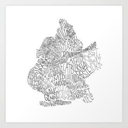 Brooklyn - Hand Lettered Map Art Print by Type By Hand - X-Small