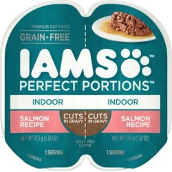 Iams Perfect Portions Grain Free Salmon Recipe Adult Indoor Wet Cat Food Twin Pack, 2.64 oz.