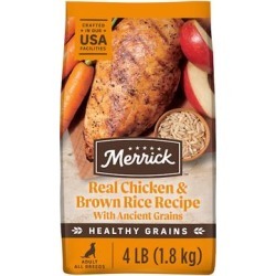 Merrick Classic Healthy Grains Real Chicken & Brown Rice Recipe with Ancient Grains Dry Dog Food, 4 lbs.