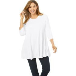 Plus Size Women's Swing Tunic by Jessica London in White (Size 12) Long Loose 3/4 Sleeve Shirt found on Bargain Bro from Jessica London for USD $45.59