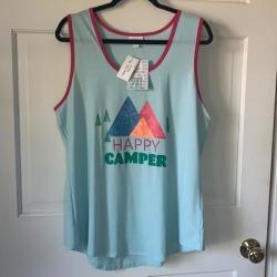 Lularoe Tops | Lularoe Happy Camper Tank Top 2xl. Nwt | Color: Blue/Pink | Size: 2x found on Bargain Bro from poshmark, inc. for USD $9.12