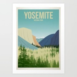 Art Print | Yosemite National Park - Travel Poster - Minimalist Art Print by Harknettprints - X-Small - Society6