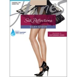 Plus Size Women's Silk Reflections Control Top Sheer Toe Pantyhose by Hanes in Travel Buff (Size C/D) found on Bargain Bro Philippines from Roamans.com for $11.99