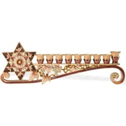The Holiday Aisle® 24K Gold & Crystals Long Hand Painted Embellished w/ a Star of David Design Menorah Pewter in Gray/Yellow | Wayfair found on Bargain Bro Philippines from Wayfair for $88.99