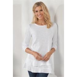 Women Colette T-Shirt by Soft Surroundings, in White size 1X (18-20)
