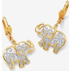 Women's Yellow Gold-Plated Filigree Elephant Drop Earrings by PalmBeach Jewelry in Yellow Gold found on Bargain Bro from Jessica London for USD $30.39