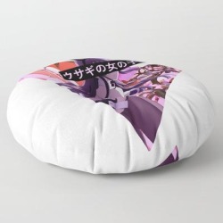 Bunny Girl Senpai Sad Japanese Anime Aesthetic Floor Pillow by Poser_boy - ROUND - 30" x 30"