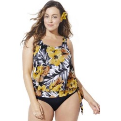Plus Size Women's Side Tie Blouson Tankini Top by Swimsuits For All in Everlasting Floral (Size 12) found on Bargain Bro from Woman Within for USD $50.39