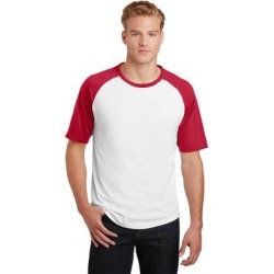 Sport-Tek T201 Short Sleeve Colorblock Raglan Jersey T-Shirt in White/Red size Medium | Cotton found on Bargain Bro from ShirtSpace for USD $6.67