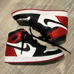 Nike Shoes | Jordan 1 Retro High - Satin Black Toe, Size 7w | Color: Black/Red | Size: 7