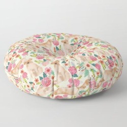 Floor Pillow | Labrador Retriever Yellow Lab Floral Dog Breed Gifts Pet Patterns Florals Yellow Labs by Labrador Life - ROUND - 30" x 30" - Society6