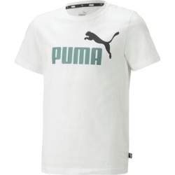 T-Shirt PUMA "ESS+ 2 Col Logo Tee" Gr. 128, weiß Kinder Shirts T-Shirts