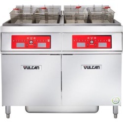 Vulcan 2ER85CF-1 170 lb. 2 Unit Electric Floor Fryer System with Computer Controls and KleenScreen Filtration - 208V, 3 Phase, 48 kW
