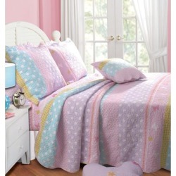 Greenland Home Fashions Polka Dot Stripe Quilt and Pillow Sham Set by Greenland Home Fashions in Multi (Size TWIN/TWINXL)