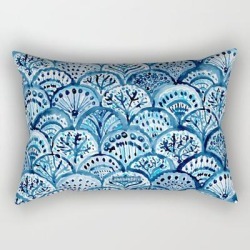 Deep Life Mermaid Scales Rectangular Pillow by Barbarian By Barbra Ignatiev - Small (17" x 12")