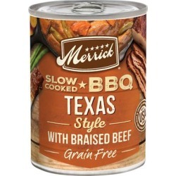 Merrick BBQ Grain Free Slow-Cooked Texas Style with Braised Beef Canned Wet Dog Food, 12.7 oz.