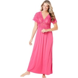 Plus Size Women's Long Lace Top Stretch Knit Gown by Amoureuse in Sweet Berry (Size 4X) found on Bargain Bro from Jessica London for USD $37.99