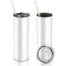 xinchapter Sublimation Skinny 30oz Double Wall Stainless Steel Travel Tumbler w/ Straw Stainless Steel in White, Size 9.3 H x 3.0 W in | Wayfair