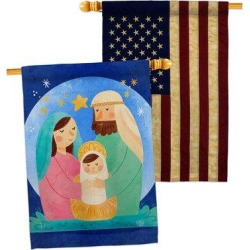 Ornament Collection Nativity Jesus 2-Sided Polyester 40 x 28 in. House Flag in Blue/Green/Pink, Size 40.0 H x 28.0 W in | Wayfair found on Bargain Bro from Wayfair for USD $54.71